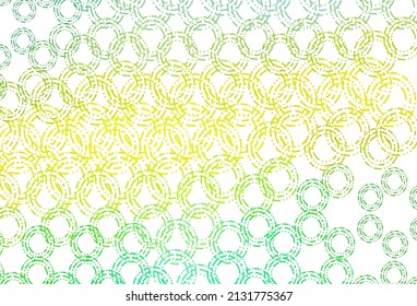 Light green, yellow vector cover with spots. Blurred bubbles on abstract background with colorful gradient. Design for posters, banners.