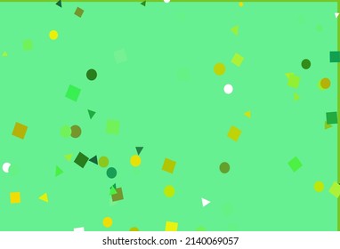 Light Green, Yellow vector cover in polygonal style with circles. Illustration with set of colorful circles, triangles, squares. Smart design for your business advert.