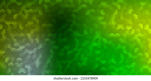 Funda vectorial verde claro, amarilla, con hexágonos simples. Diseño inteligente en estilo abstracto con un lote de hexágonos de gradiente. Diseño para las páginas de inicio.