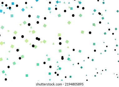 Light Green, Yellow vector cover in polygonal style with circles. Illustration with set of colorful circles, triangles, squares. Modern template for your landing page.