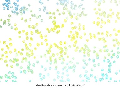 Verde claro, cubierta vectorial amarilla con manchas. Diseño decorativo borroso en estilo abstracto con burbujas. Plantilla completamente nueva para su libro de marca.