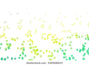 Light Green, Yellow vector cover with spots. Abstract illustration with colored bubbles in nature style. Design for business adverts.