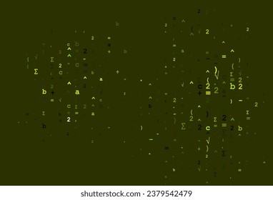 Light Green, Yellow vector cover with math elements. Blurred design in simple style with collection of numerals. Pattern for ads, poster, banner of books.