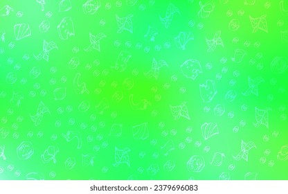 Light Green, Yellow vector cover with cuisine gourmet. Fast Food on blurred abstract background with colorful gradient. Template for meal cooking in kitchen.