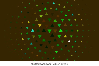 Verde claro, cubierta vectorial amarilla en estilo poligonal. Triángulos sobre fondo abstracto con gradiente colorido. Diseño inteligente para su anuncio comercial.