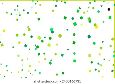 Hellgrüne, gelbe Vektorgrafik im polygonalen Stil mit Kreisen. Kreise, Linien, Rhombus mit buntem Farbverlauf. Moderne Vorlage für Ihre Zielseite.