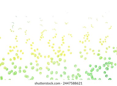 Cubierta de Vector verde claro, amarillo con manchas. Hermosa ilustración de colores con círculos borrosos en estilo natural. Plantilla completamente nueva para tu libro de marca.