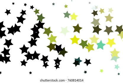 Light Green, Yellow vector cover with small and big stars. Decorative shining illustration with stars on abstract template. The template can be used as a background.