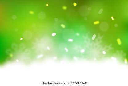 Light Green, Yellow vector cover with beautiful snowflakes. Snow on blurred abstract background with gradient. New year design for your business advert.