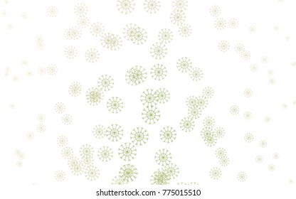 Light Green, Yellow vector cover with beautiful snowflakes. Blurred decorative design in xmas style with snow. New year design for your business advert.