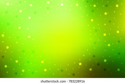 Light Green, Yellow vector cover with small and big stars. Modern geometrical abstract illustration with stars. The template can be used as a background.