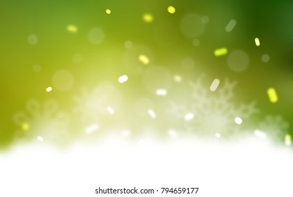 Light Green, Yellow vector cover with beautiful snowflakes. Decorative shining illustration with snow on abstract template. The pattern can be used for new year ad, booklets.