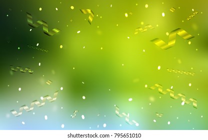 Light Green, Yellow vector cover with happy holiday ribbons. Confetti on blurred abstract background with colorful gradient. New design for ad, poster, banner of your Party.