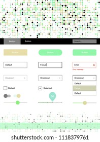 Light Green, Yellow vector design ui kit with dots. Simple Material Design Kit with colorful dots in header. This sample is for your website.