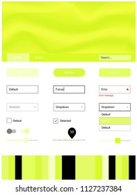 Light Green, Yellow vector design ui kit with curved circles. Elegant bright illustration with gradient  in memphis style. This template you can use for landing pages.