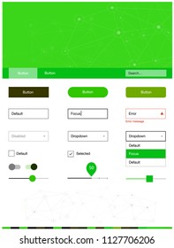 Light Green, Yellow vector design ui kit with mosaic, circles. Style guide in polygonal style with triangles, circles. This sample is for your website.