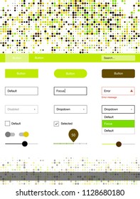 Light Green, Yellow vector design ui kit with dots. Simple Material Design Kit with colorful dots in header. This sample is for your website.