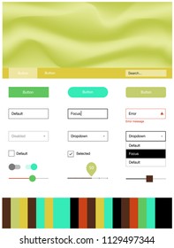 Light Green, Yellow vector design ui kit with curved circles. Modern gradient abstract illustration with bandy lines. This template you can use for websites.