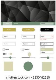 Light Green, Yellow vector design ui kit with mosaic. Web ui kit with abstract gradient triangles in its header. This sample is for your website.