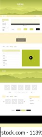 Light Green, Yellow vector design ui kit with landscape. Web ui kit with abstract gradient hills in its header. Sample for your landing page of tourism.