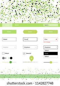 Light Green, Yellow vector design ui kit with dots. Modern Style guide with colorful gradient circles in its header. This sample is for your landing page.