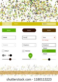 Light Green, Yellow vector design ui kit with dots. Simple Material Design Kit with colorful dots in header. This sample is for your landing page.
