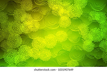 Light Green, Yellow vector doodle blurred texture. Colorful illustration in doodle style with flowers. A completely new template for your business design.