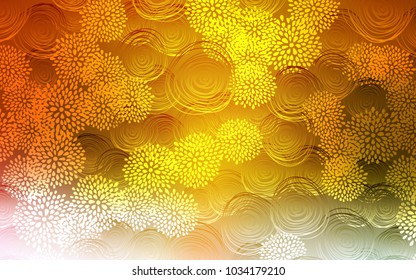 Light Green, Yellow vector doodle blurred pattern. Glitter abstract illustration with doodles and flowers. The pattern can be used for coloring books and pages for kids.