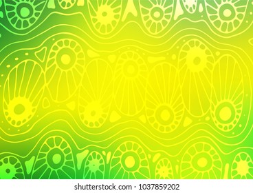 Light Green, Yellow vector doodle blurred texture. Shining colored illustration with doodles in Zen tangle style. A completely new design for your business.