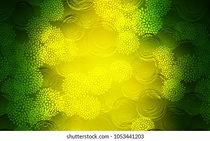 Light Green, Yellow vector doodle bright template. Colorful illustration in doodle style with flowers. Hand painted design for web, wrapping, wallpaper.