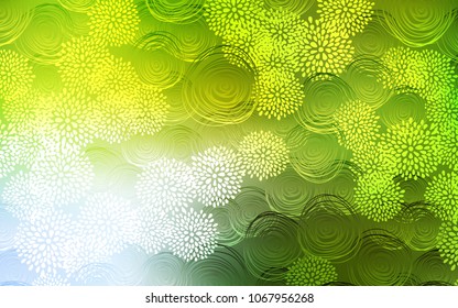 Light Green, Yellow vector doodle blurred pattern. Shining colored illustration with flowers in doodle style. A completely new design for your business.