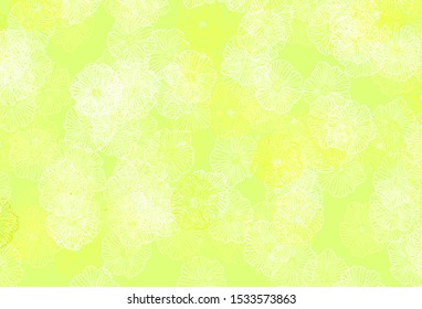 Light Green, Yellow vector doodle template with leaves. An elegant bright illustration with flowers. Pattern for wallpapers, coloring books.