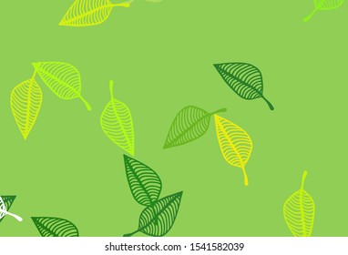 Light Green, Yellow vector doodle background. Pattern with gradient colorful leaves in natural style. Pattern for wallpapers and coloring books.