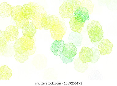 Light Green, Yellow vector doodle background with leaves. Creative illustration in blurred style with flowers. A new texture for your wallpaper design.