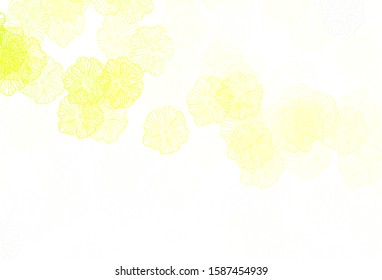 Light Green, Yellow vector doodle template with leaves. An elegant bright illustration with flowers. Pattern for wallpapers, coloring books.