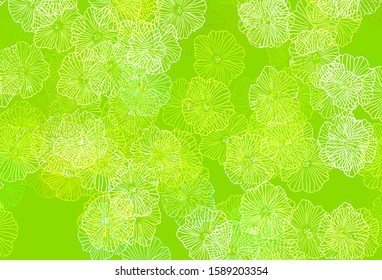 Light Green, Yellow vector doodle layout with leaves. Colorful illustration in doodle style with flowers. Doodle design for your web site.