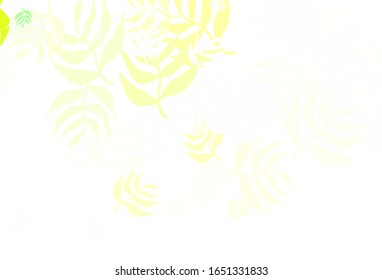 Light Green, Yellow vector doodle layout with leaves. Glitter abstract illustration with doodles and leaves. New template for your brand book.