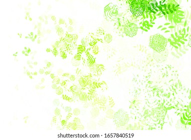Light Green, Yellow vector doodle pattern with leaves. Glitter abstract illustration with doodles and leaves. Elegant pattern for your brand book.