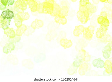 Planta de doodle vectorial amarillo verde claro con flores. Ilustración colorida en estilo doodle con flores. Nueva plantilla para tu libro de marcas.