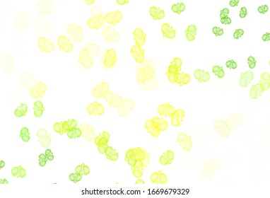 Color verde claro, textura de doodle vectorial amarillo con flores. Flores con degradado sobre fondo blanco. Nuevo estilo para el diseño de su empresa.
