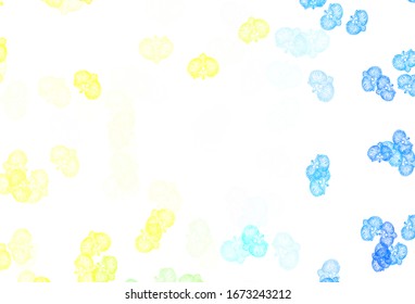 Light Green, Yellow vector doodle texture with flowers. Creative illustration in blurred style with flowers. Brand new style for your business design.