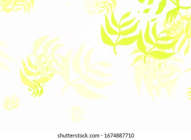 Light Green, Yellow vector doodle background with leaves. Shining colored illustration with leaves in doodle style. Template for backgrounds of cell phones.