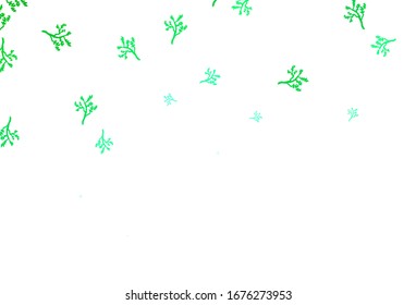 Diseño de doodle vectorial amarillo verde claro con sakura. Nueva ilustración de color con hojas y ramas. Diseño pintado a mano para web, folletos.