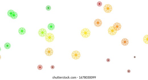 Light Green, Yellow vector doodle background with flowers. Abstract illustration with flowers in Origami style. Colorful pattern for spring parties.