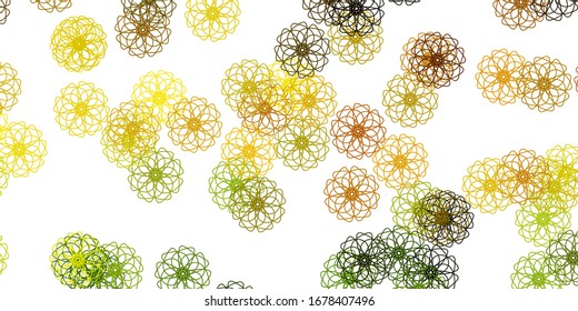 Color verde claro, fondo de doodle vectorial amarillo con flores. Flores abstractas de color degradado sobre un fondo sencillo. Nuevo diseño comercial.