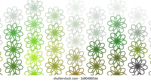 Hellgrüne, gelbe Vektorillustration, doodle Struktur mit Blumen. Modernes Design mit Farbverlauf-Blumen auf abstraktem Hintergrund. Muster für Frauentag-Beförderung.