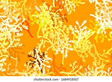 Light Green, Yellow vector doodle background with sakura. Decorative design in Indian style on white background. Pattern for wallpapers, coloring books.