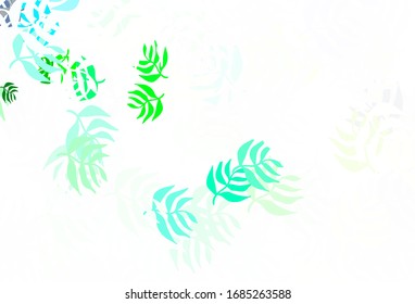 Hellgrüne, gelbe Vektorillustration doodle Textur mit Blättern. Neue farbige Illustration im Doodle-Stil mit Blättern. Neues Design für Ihr Unternehmen.