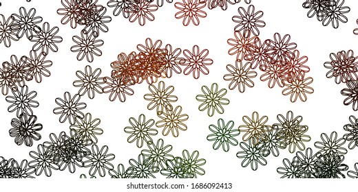 Planta de doodle vectorial amarillo verde claro con flores. Ilustración abstracta con flores de estilo Origami. Diseño elegante para envolturas, tapices.