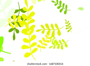 Light Green, Yellow vector doodle pattern with leaves. Decorative illustration with doodles on abstract template. A new texture for your wallpaper design.